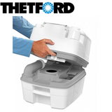 Thetford 145 Porta Potty Qube Portable Toilet with compact design and easy-to-use features for outdoor convenience.