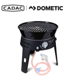 Cadac Dometic Safari Chef 30 LP Deluxe portable camping grill with cooking surfaces and control knobs in a compact design