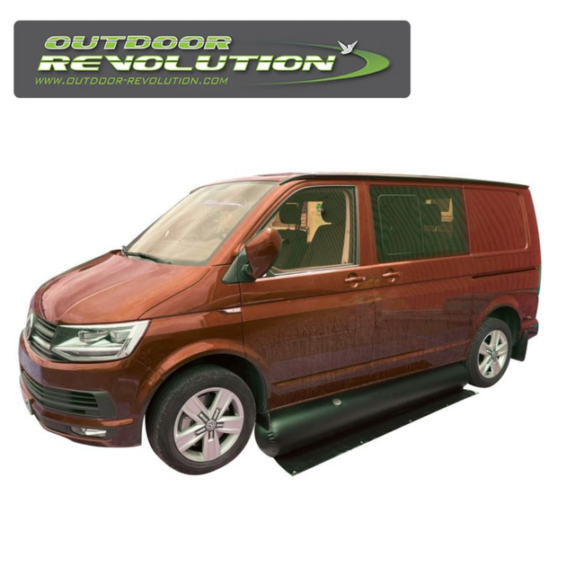 Outdoor Revolution Campervan Draught Excluder for LWB, showcasing a snug fit and effective insulation in a campervan setting.