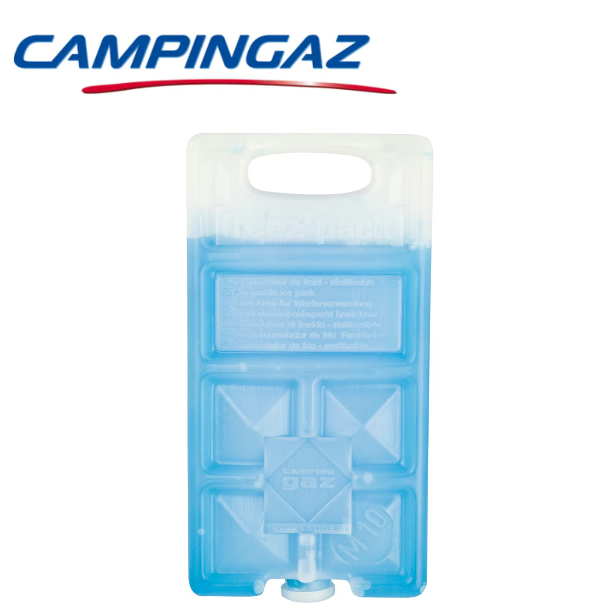 Campingaz Freez'Pack M10, a reusable cooling pack with insulated design, ideal for keeping food and drinks cold during outdoor activities.