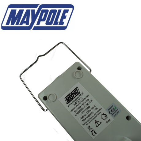 Maypole 230V 10A mobile mains power unit with control switches and power outlets, designed for versatile electrical use.
