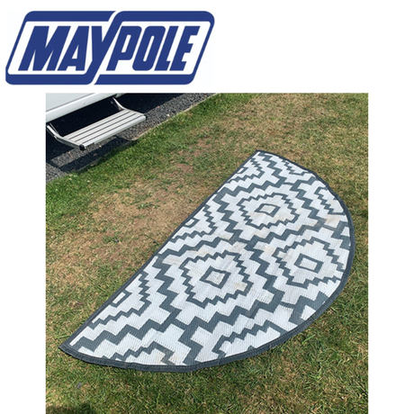 Maypole Deluxe Aztec 1.8m semi-circle mat with vibrant Aztec pattern and textured surface, ideal for indoor or outdoor use