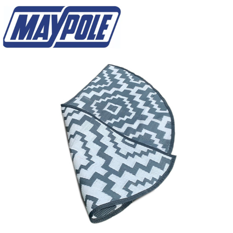 Maypole Deluxe Aztec 1.8m semi-circle mat with colorful Aztec pattern, ideal for outdoor or indoor use, made of durable material.