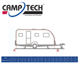 CampTech Savanna DL Full Awning installation guide with measurement details on a white background.