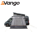 Vango Faros III Air Mid Driveaway Awning with spacious interior and inflatable structure set up beside a campervan.