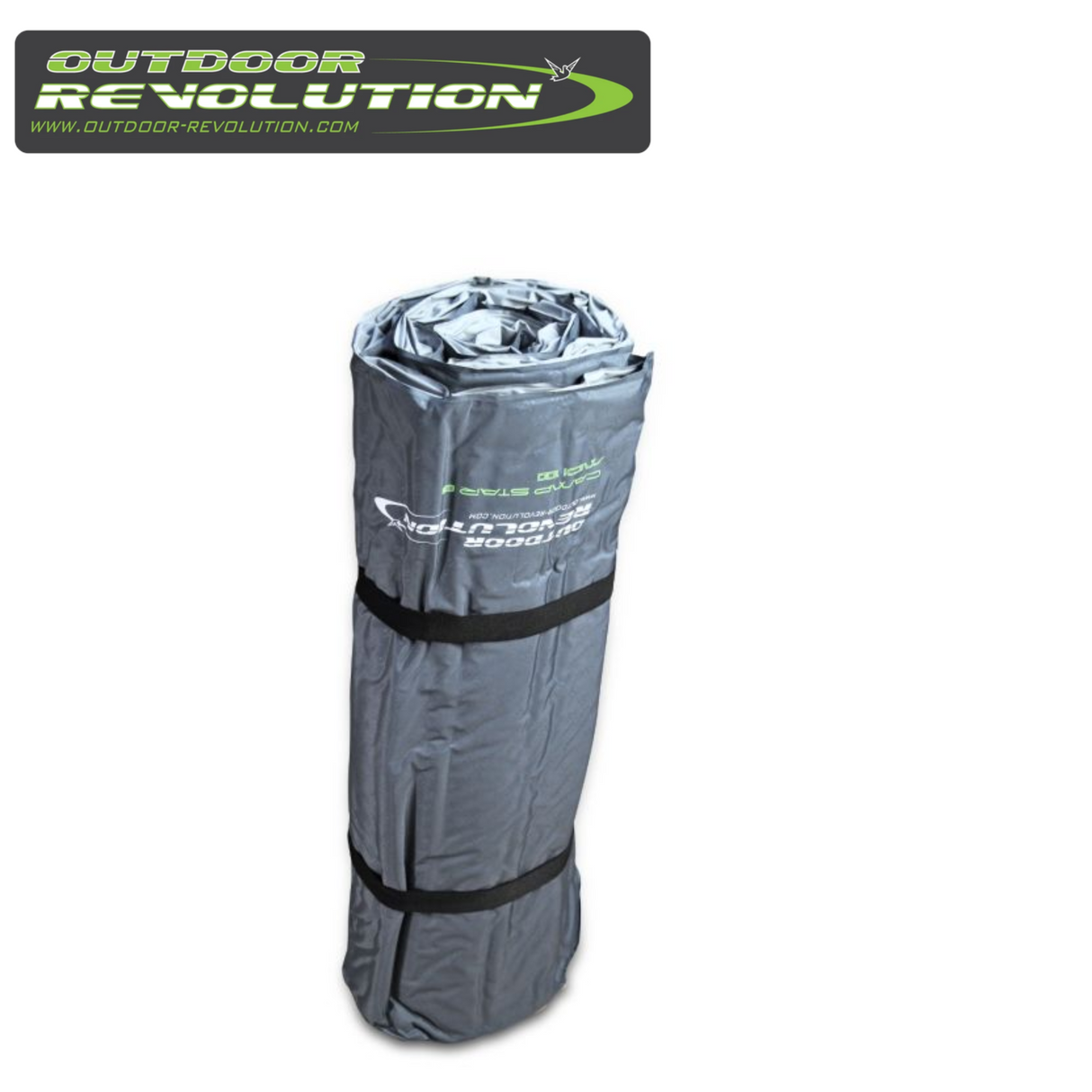 Outdoor Revolution Camp Star Midi 100 self-inflating mat laid out on grass, showcasing its texture and thickness.