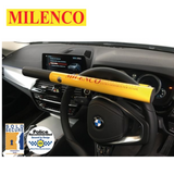 Milenco high security steering wheel lock in yellow, designed for enhanced vehicle protection and durability.