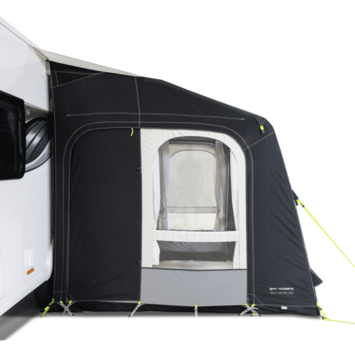 Dometic Mobil Air Pro 361/391 air awning attached to a vehicle, showcasing its durable, inflatable design and outdoor setup.