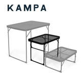 Kampa medium table with a 60x40cm metal surface, ideal for outdoor or camping use, showcasing a sturdy and compact design