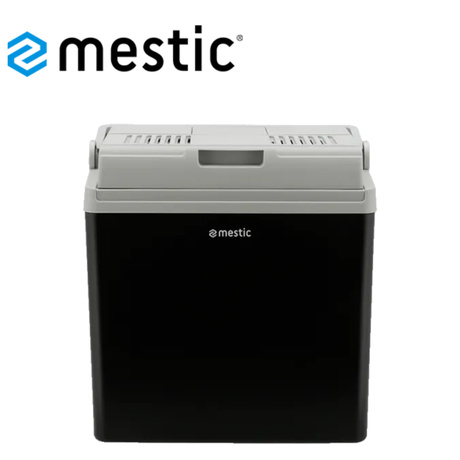 Mastic MTEC-25 thermoelectric coolbox, portable AC/DC cooler for keeping food and drinks cold, shown in the image.