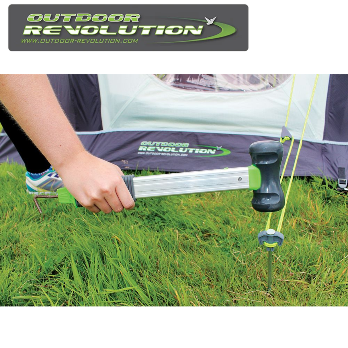 Outdoor Revolution rubber mallet with a sturdy handle and durable head, ideal for camping and outdoor use.