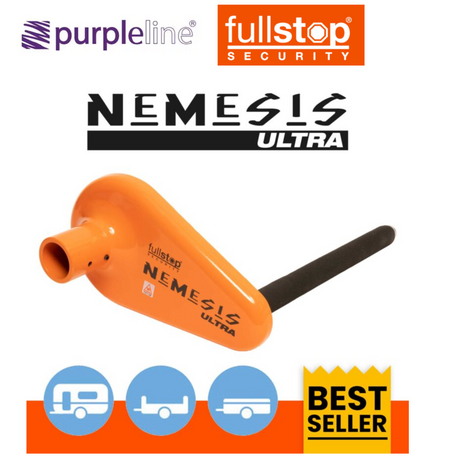 Purpline Fullstop Nemesis Ultra Wheel Lock with a sturdy design for secure vehicle protection against theft.