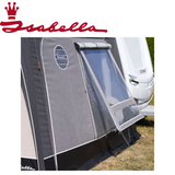 Isabella Nordic 300 full awning with mega frame, showcasing a large window and sturdy design in outdoor setting.