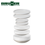 Brunner Odette 6-in-1 melamine dinnerware set with plates, bowls, and cups arranged on a table, durable and stylish for everyday use.