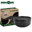 Brunner Odette 6-in-1 black melamine dinnerware set shown in the image with various plates and bowls.