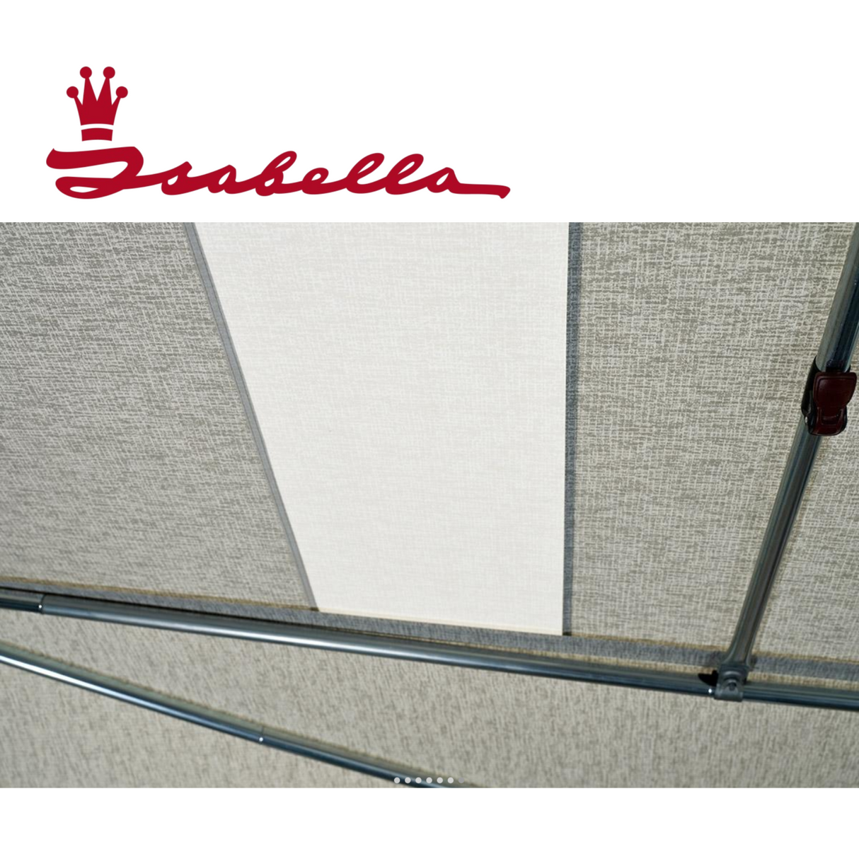 Isabella Penta Etna MegaFrame seasonal awning displayed on a camping setup, showcasing its spacious design and sturdy frame.