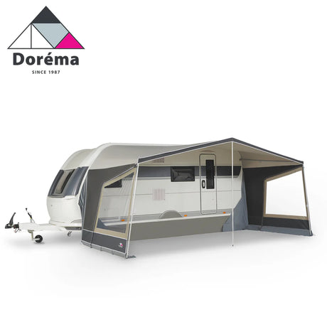 Olive Dorema Panorama Nature Sun Canopy displayed, showcasing its fabric and structure for outdoor shade.