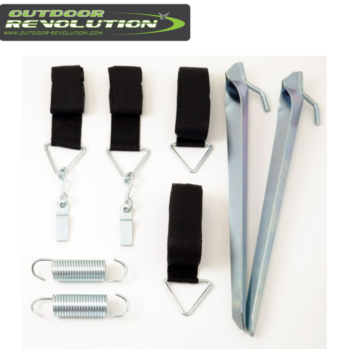 Outdoor Revolution Tie Down Set with durable straps and anchors for securing tents and outdoor gear in various conditions.