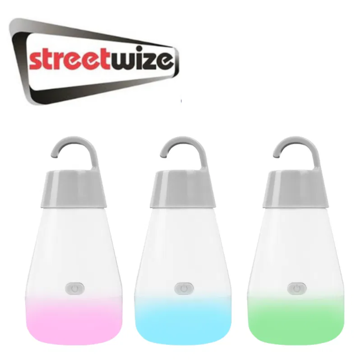 Streetwize Colour Changing LED Camping Orb Lights set, round portable lights with vibrant color options for outdoor use.