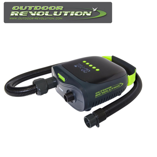 Outdoor Revolution Oxygen TI Pro electric air tube pump with a sleek design, ideal for inflating outdoor equipment.