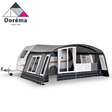 Dorema Onyx 270 seasonal awning with a sturdy 28mm frame, showcasing its spacious design and durable fabric.