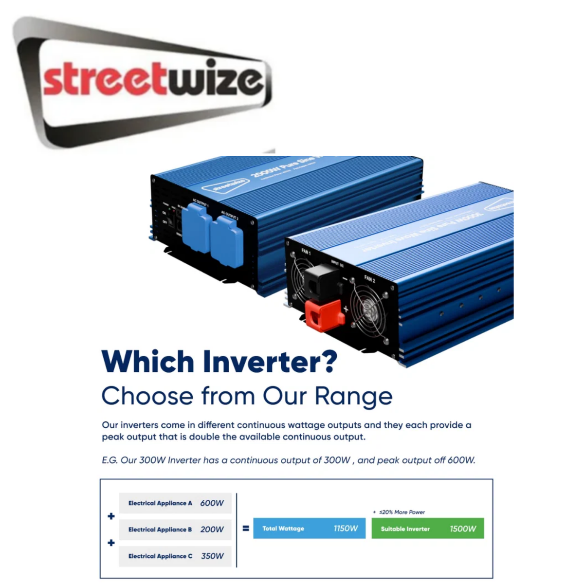 Streetwize 1000Watts Pure sine wave inverter