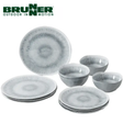 Brunner Pearl Midday Melamine 12-piece dinnerware set with elegant pearl design, durable and lightweight for everyday use