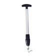 Adjustable peg puller tool in silver with a handle, measuring 43cm to 60cm, designed for removing pegs efficiently.