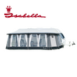 Isabella Penta Etna seasonal awning with beige and brown fabric, mounted on a building exterior for outdoor shade.