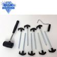 Blue Diamond Pile Driver Peg Kit with blue metal pegs and handles, designed for secure staking and anchoring in outdoor projects.