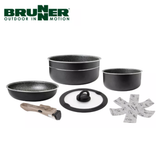 Brunner Pirate Spacemaster Alu 20cm saucepan set with lightweight aluminum construction and ergonomic handles, ideal for versatile cooking.