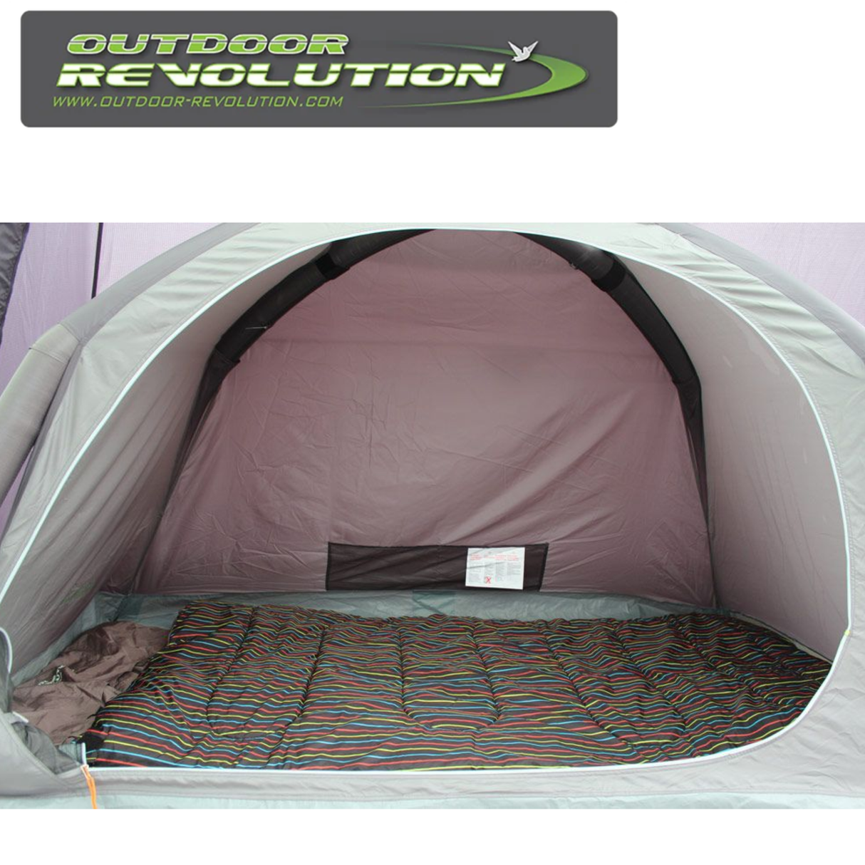 Outdoor Revolution Air Pod Inner Tent shown with mesh panels and fabric, designed for lightweight camping and easy setup.