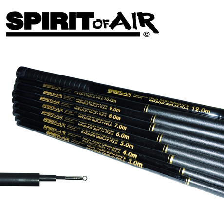 Spirit of Air telescopic pole extending from 4m to 8m, lightweight and adjustable for versatile outdoor and professional use.