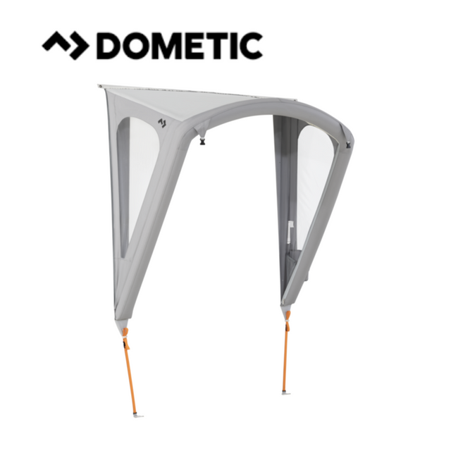 Dometic Portico Air Canopy displayed in an open position, showcasing its lightweight design and spacious shelter.