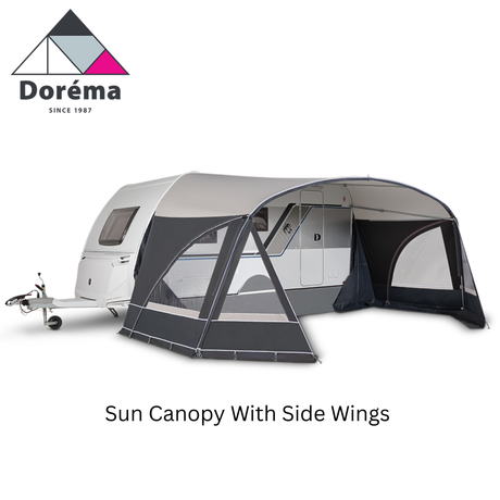 Dorema Porto Sun Canopy showcasing a spacious design with side wings, perfect for outdoor shade and relaxation.