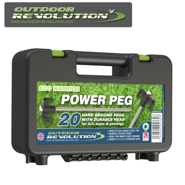 Blue Diamond glow-in-the-dark hard ground pegs by Outdoor Revolution, 20-pack for outdoor use.