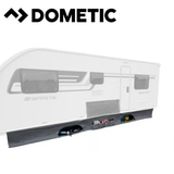 Dometic Pro Organiser Shirt awning skirt displayed with fabric and attachment details for camping or RV setup.