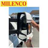 Milenco long arm mirror protector bumpers for Ducato, Boxer, and Relay vans, black or white, protect side mirrors from damage.