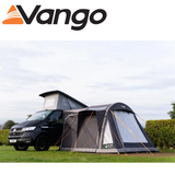 Vango Kela Pro Air Low driveaway awning showcasing spacious design and air beam technology in a campsite setting.
