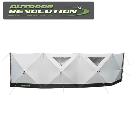 Outdoor Revolution Proto 4 windbreak in 240HDE fabric, showcasing its sturdy design and vibrant color for outdoor use.