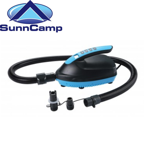 Sunncamp Pronto 12V Electric Pump with a sleek design and power cord, ideal for inflating camping gear.
