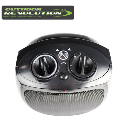 Outdoor Revolution PTC ceramic heater with a sleek design, showcasing its portable features and adjustable settings.