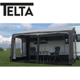 Telta Pure 390 air awning set up, showcasing its spacious design and sturdy structure for outdoor use.