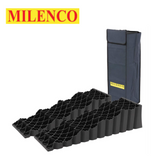 Milenco Quattro 3 Levellers in a storage bag, showcasing the levellers' sturdy design and compact storage solution.