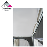 Dorema Quartz 400 Deluxe porch awning showcasing its spacious design and durable fabric in an outdoor setting.