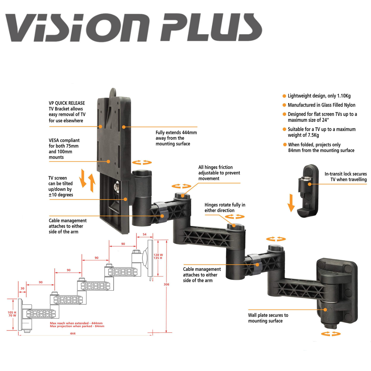 Vision Plus Quad Arm Tv Bracket