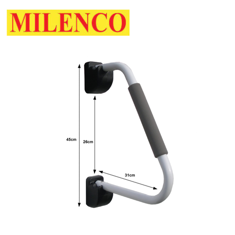 Milenco non-lockable white safety handrail with a sturdy design, ideal for enhancing safety in various settings.