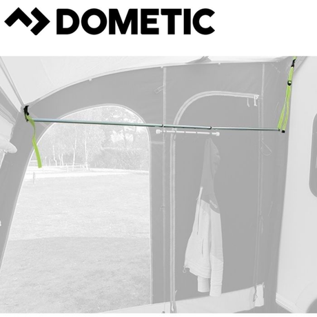 Dometic awning hanging rail from front to rear, metal rail with mounting brackets, for securing awning accessories.