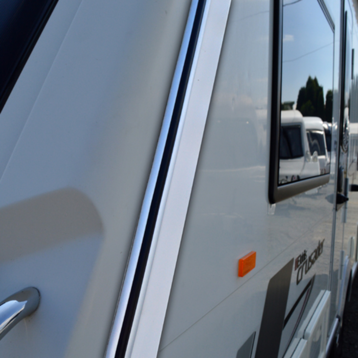 Maypole 12m awning rail protector installed along a caravan awning rail for protection and durability.