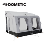 Dometic Rally Air Tour 260 awning attached to a camper van, showcasing its durable air awning design and spacious coverage.